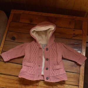 Mayoral Pink Knit Baby Hooded Cardigan Jacket 3M
